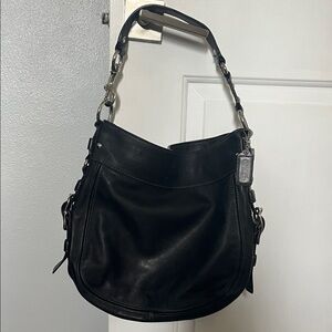 Black Leather Coach Shoulder Bag
